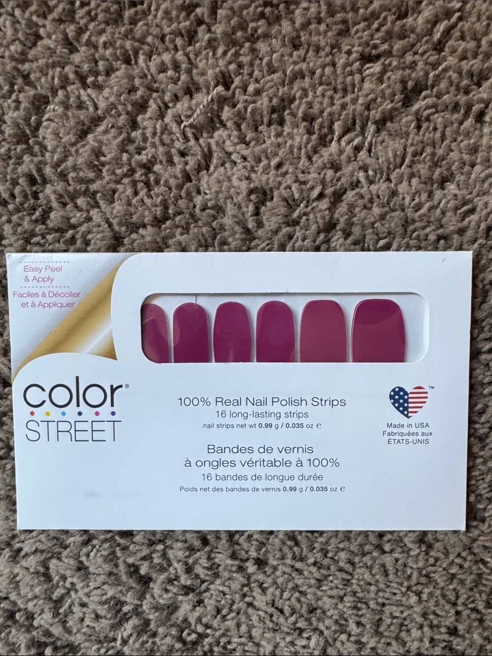 Color Street Nail Solid Strips Pack - Fuchsia, Beige, Teal, Sky Blue, Burgundy